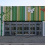 Edificio de usos múltiples del Jardín Botánico de la UMA. Detalle de la portada de acceso (foto Rodríguez Marín)